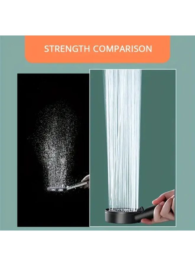 Black High Pressure Shower Head With 5 Adjustable Spray Settings And Hose - Image 2